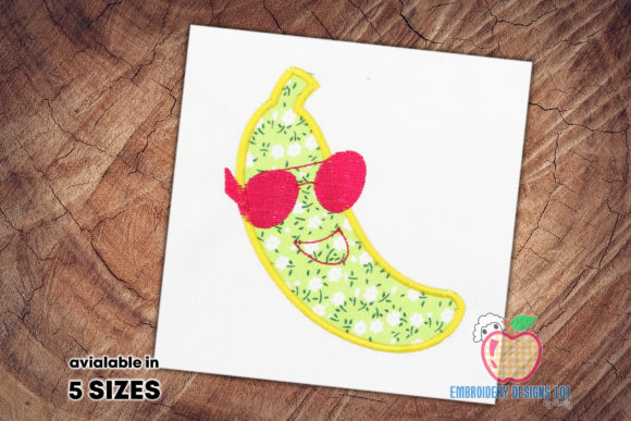 Banana with Pink Sunglasses Applique