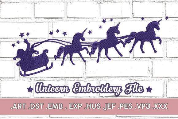 Christmas Unicorn Embroidery Design