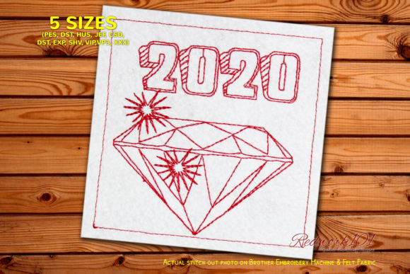 Diamond New Year Pattern Redwork