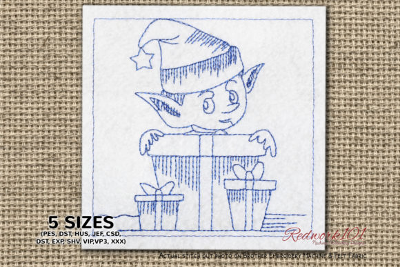 Elf with Gift Bluework