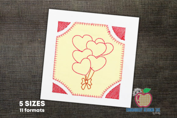 Heart Shape Balloons with Bow Applique