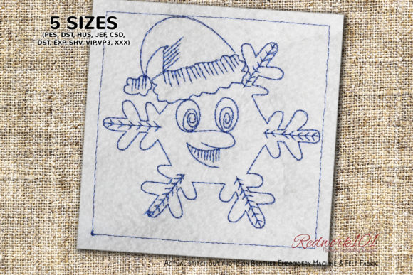 Smiling Snowflake Embroidery Design