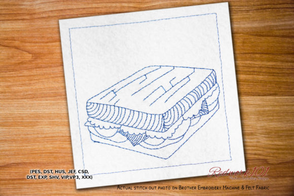 Tasty Sandwich Redwork Design